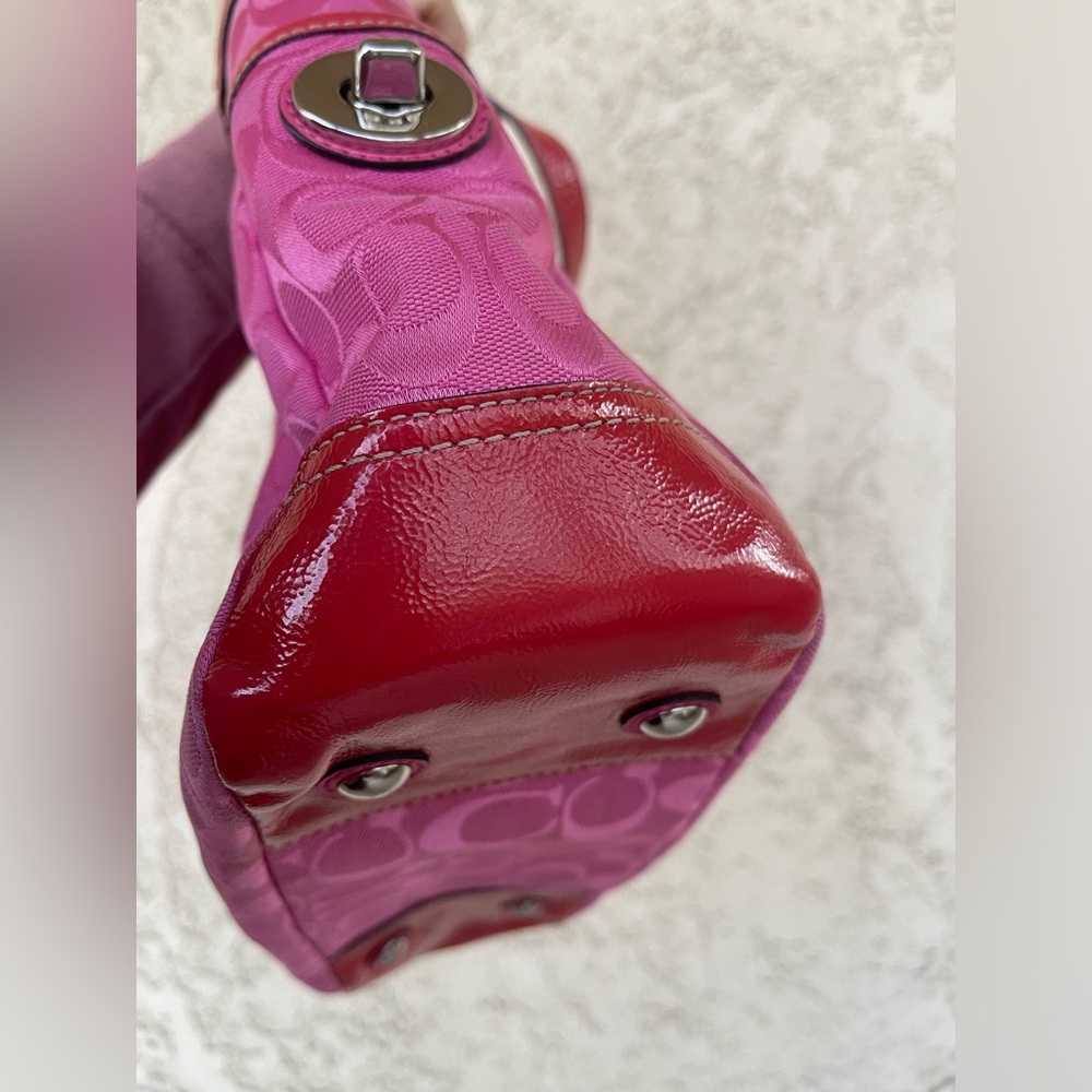 Coach Fuchsia Signature Shoulder Bag - Picture 8 of 16